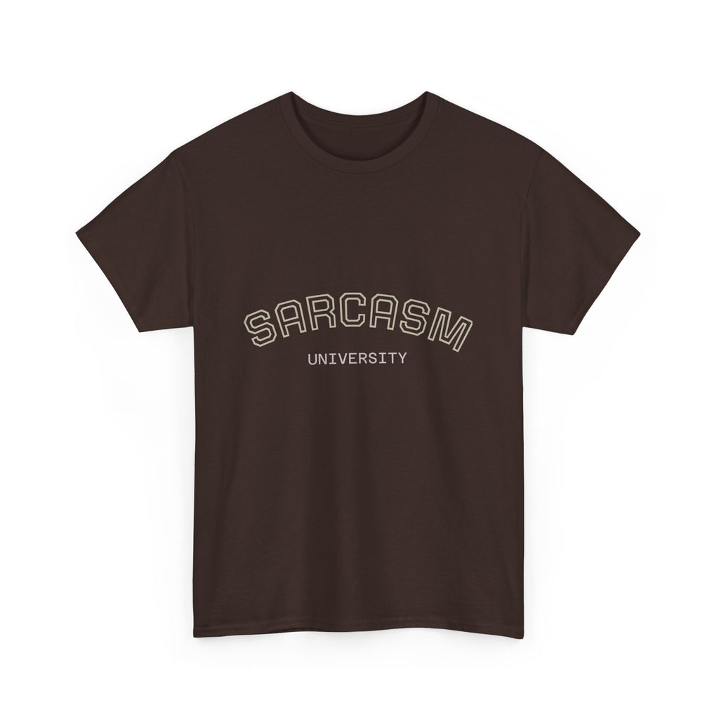 Sarcasm University Unisex Heavy Cotton Tee - Funny Graphic Shirt, Gift for Sarcastic Friends, Casualwear, Humor Apparel
