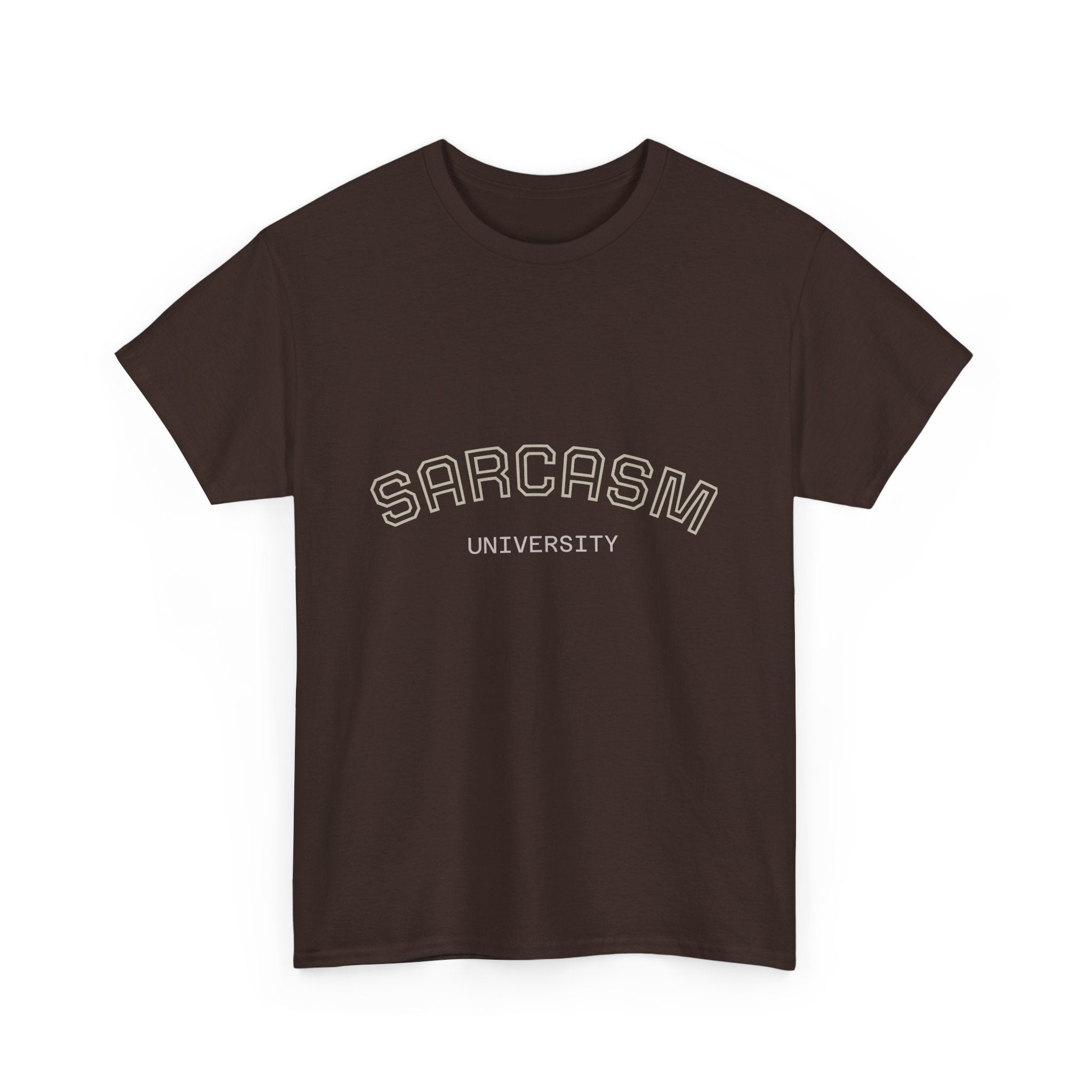 Sarcasm University Unisex Heavy Cotton Tee - Funny Graphic Shirt, Gift for Sarcastic Friends, Casualwear, Humor Apparel