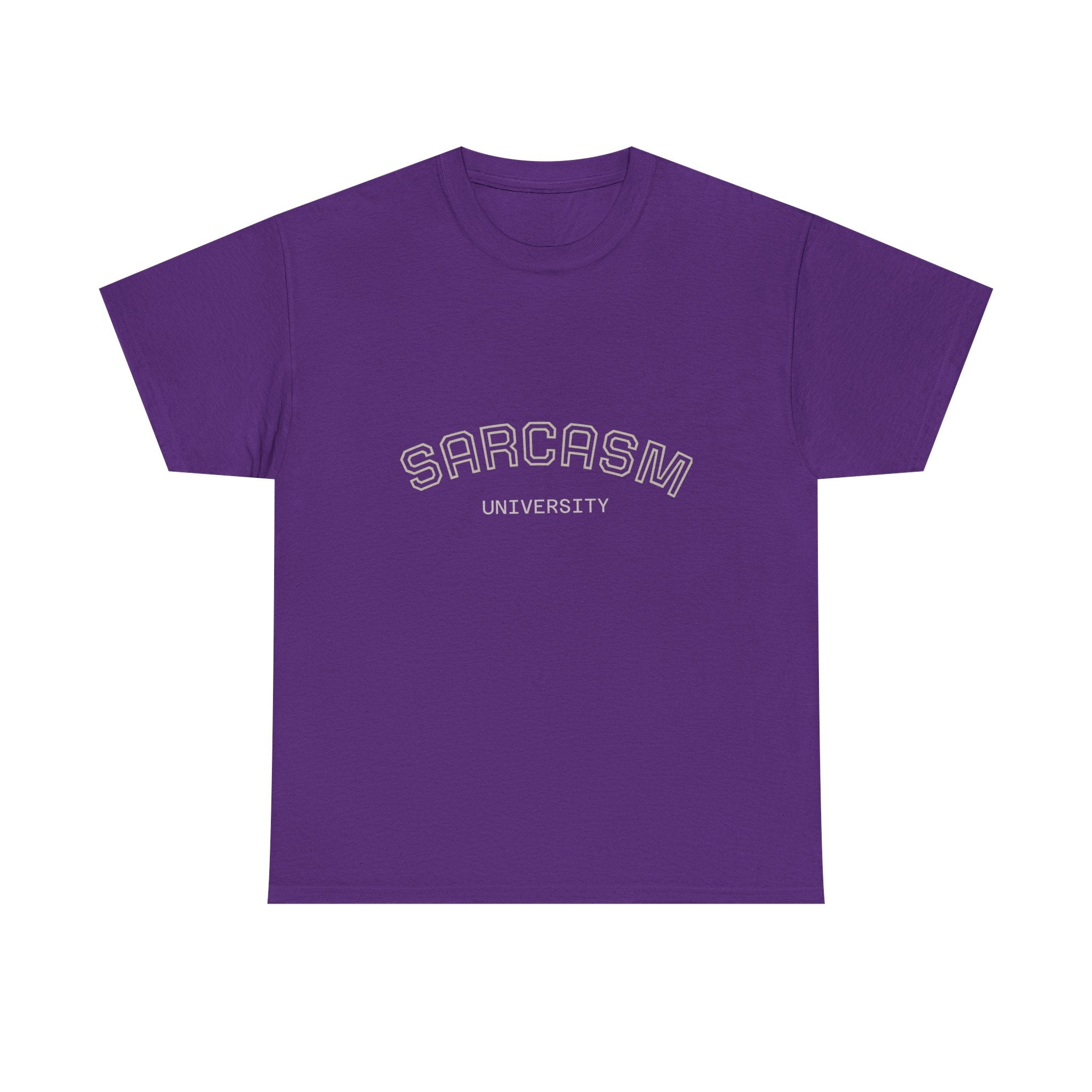 Sarcasm University Unisex Heavy Cotton Tee - Funny Graphic Shirt, Gift for Sarcastic Friends, Casualwear, Humor Apparel
