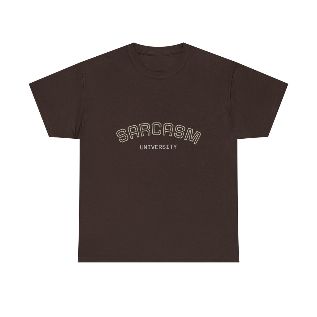 Sarcasm University Unisex Heavy Cotton Tee - Funny Graphic Shirt, Gift for Sarcastic Friends, Casualwear, Humor Apparel