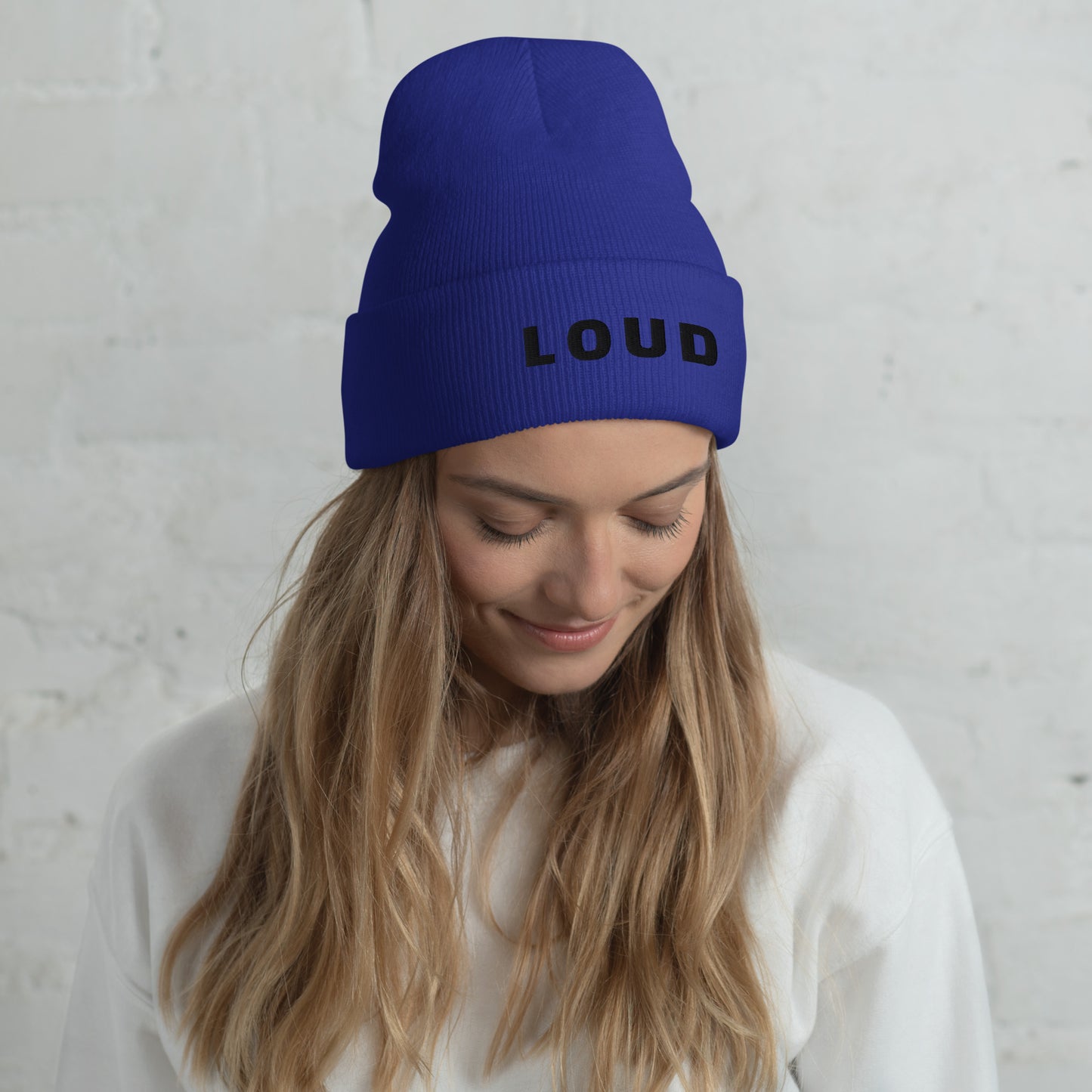 Embroidery "Loud" Cuffed Beanie